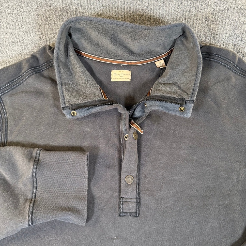 Tommy Bahama Jeans Mens 3XB Gray 1/4 Zip Snap Pullover Sweatshirt #4009